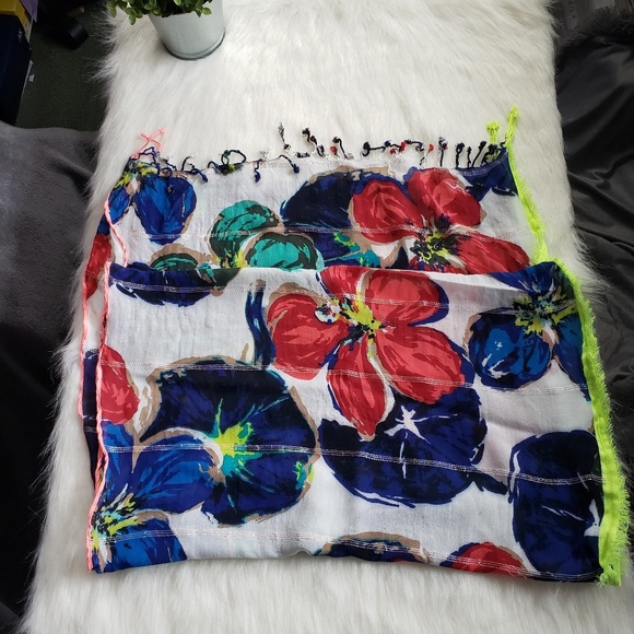 LOFT Neon Flower Scarf - Picture 2 of 8